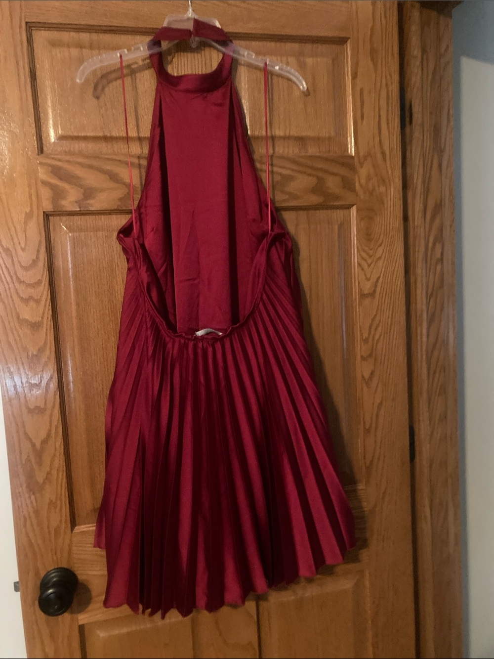 Abercrombie & Fitch Red Satin Halter Dress - Picture 2 of 4